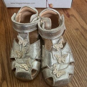 Bisgaard gold sandals with butterfly detail. Size 7.5US / EU24